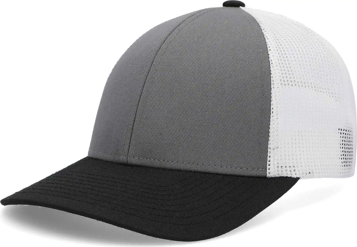 Pacific Headwear P114 Low Pro Trucker Cap Light Charcoal White Black / 6 1/2’’ 7’’