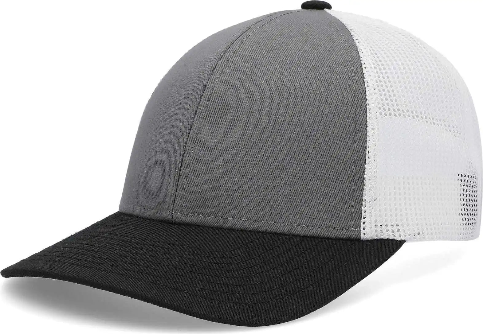 Pacific Headwear P114 Low-pro Trucker Cap - Light Charcoal White Black - 7’’ - 7 7/8’’