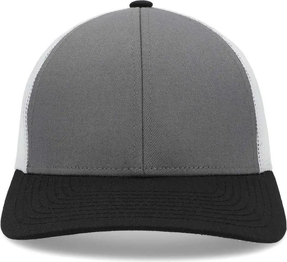 Pacific Headwear P114 Low-pro Trucker Cap - Light Charcoal White Black - 7’’ - 7 7/8’’