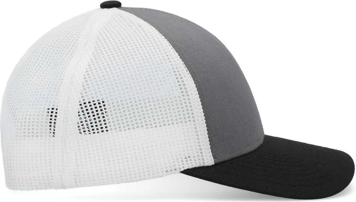 Pacific Headwear P114 Low-pro Trucker Cap - Light Charcoal White Black - 7’’ - 7 7/8’’
