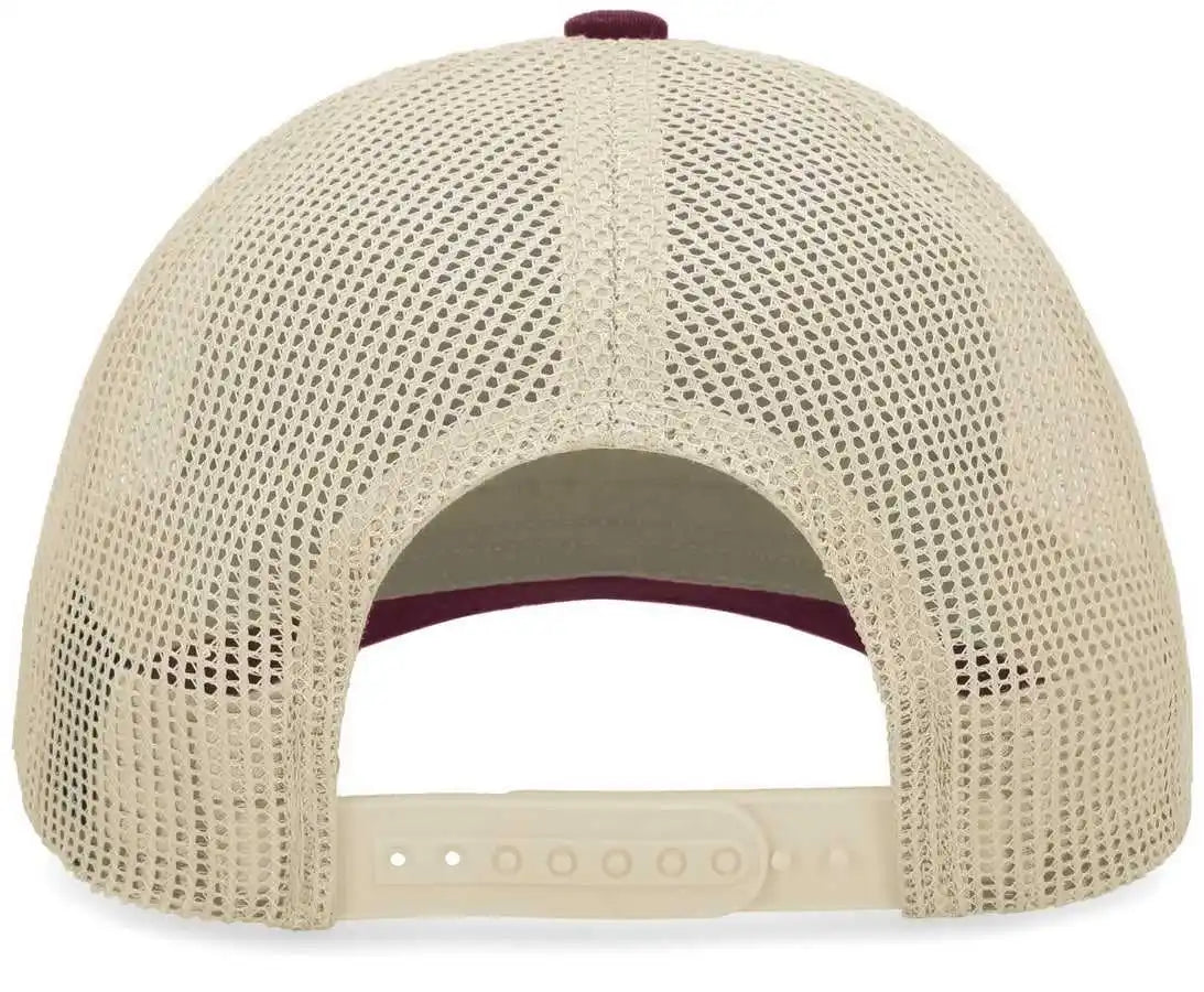 Pacific Headwear P114 Low Pro Trucker Cap Maroon Beige / 7’’ 7 7/8’’