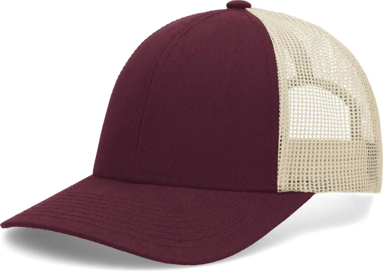 Pacific Headwear P114 Low-pro Trucker Cap - Maroon Beige