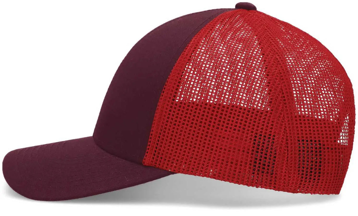 Pacific Headwear P114 Low-pro Trucker Cap - Maroon Red - 7’’ - 7 7/8’’