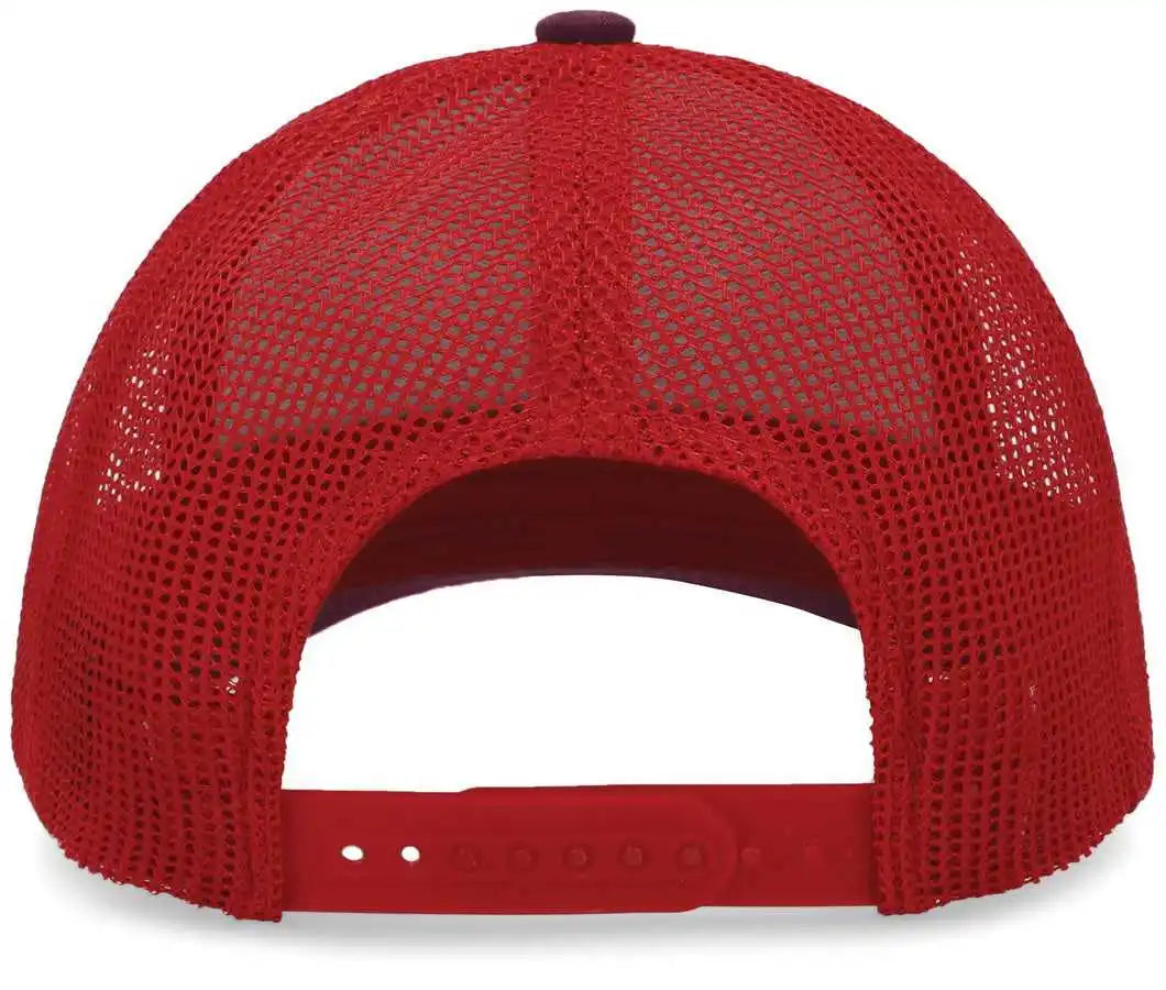 Pacific Headwear P114 Low-pro Trucker Cap - Maroon Red