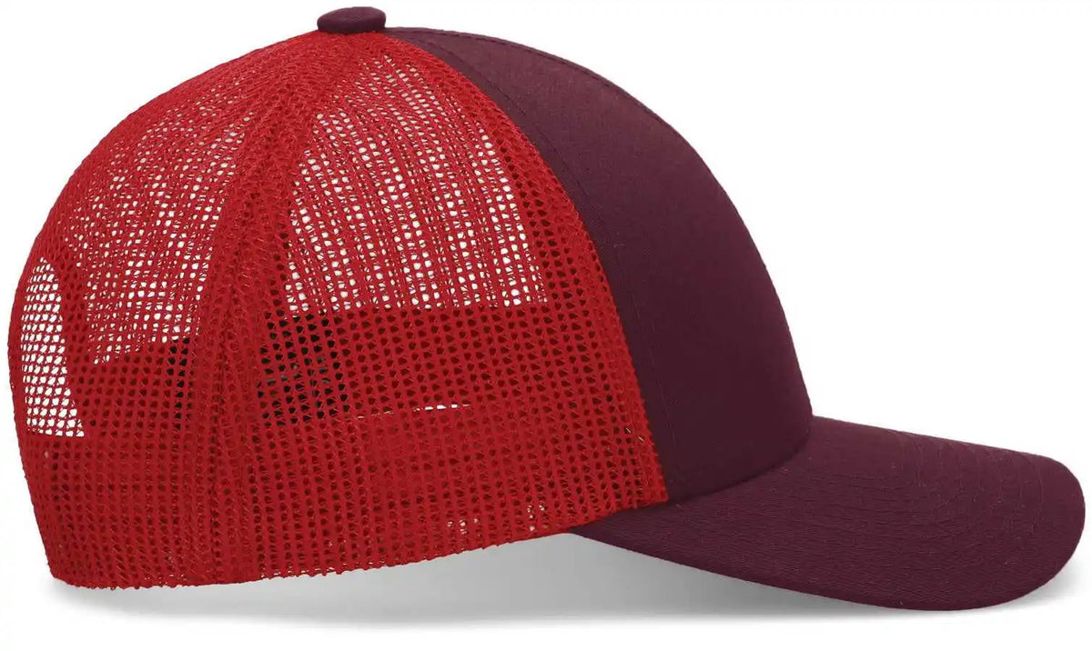 Pacific Headwear P114 Low-pro Trucker Cap - Maroon Red