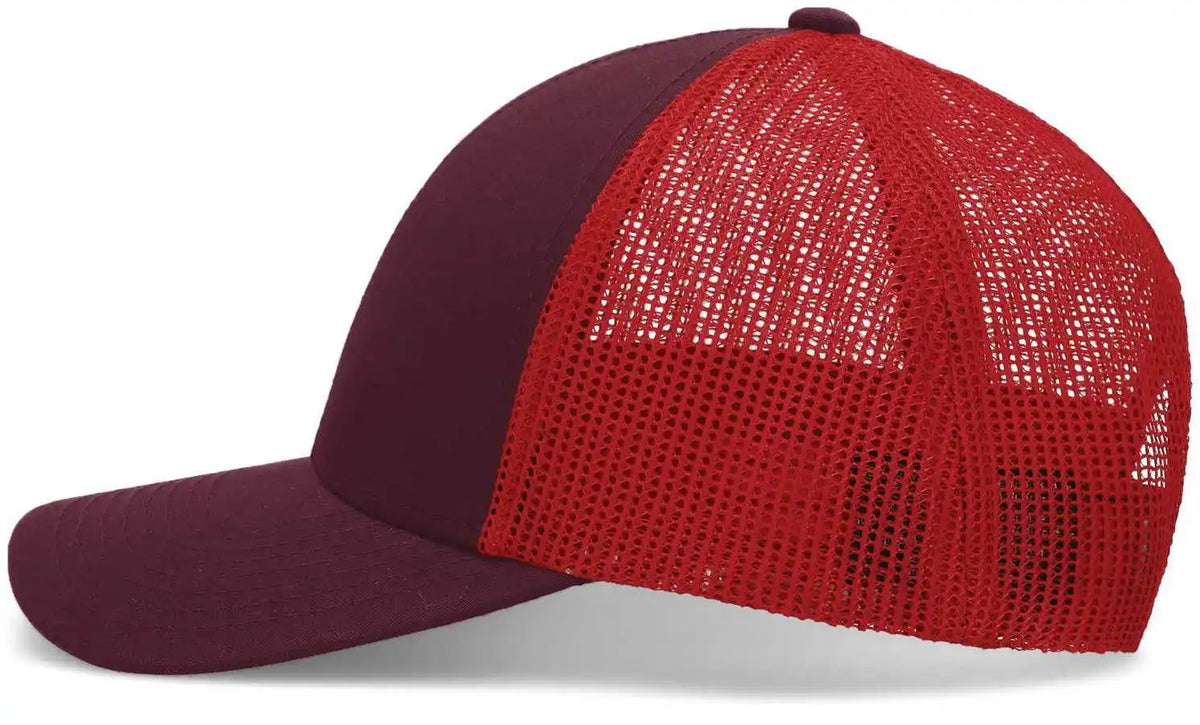 Pacific Headwear P114 Low-pro Trucker Cap - Maroon Red