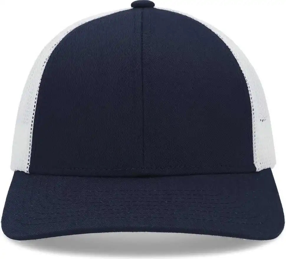 Pacific Headwear P114 Low Pro Trucker Cap Navy White