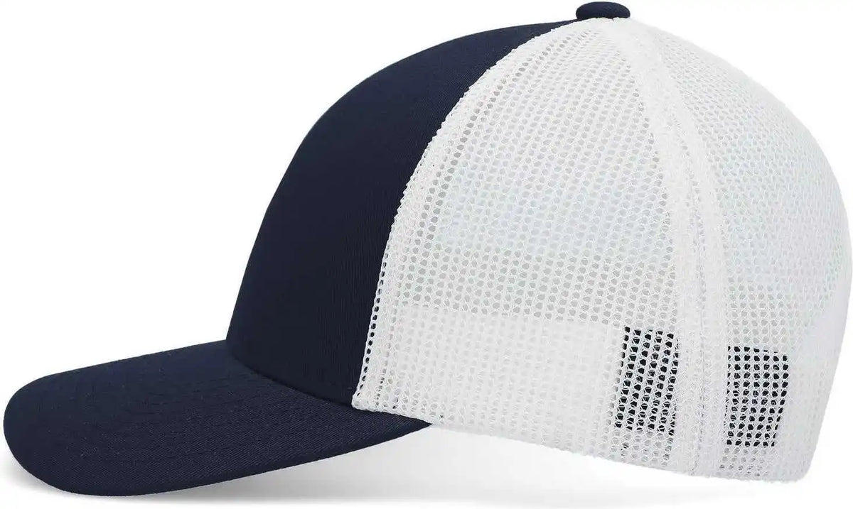 Pacific Headwear P114 Low Pro Trucker Cap Navy White