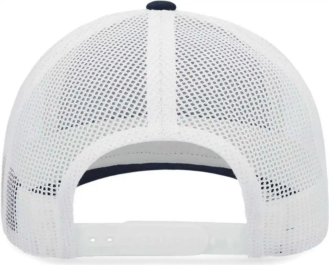 Pacific Headwear P114 Low Pro Trucker Cap Navy White