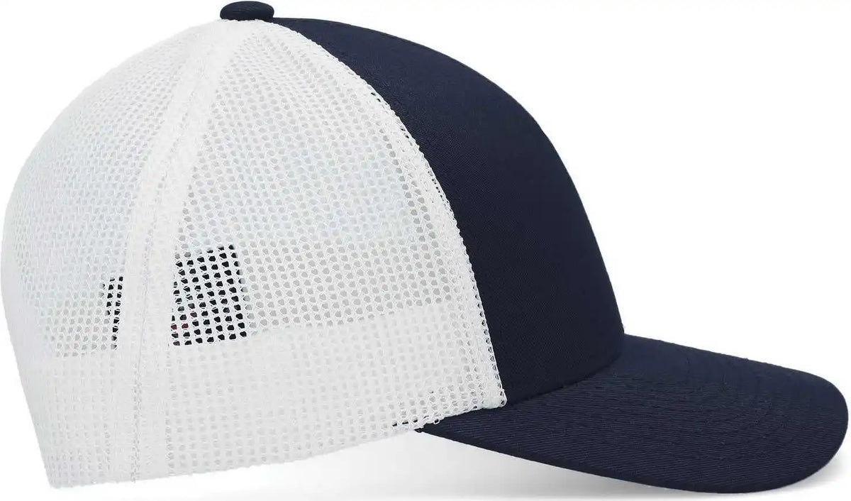 Pacific Headwear P114 Low Pro Trucker Cap Navy White