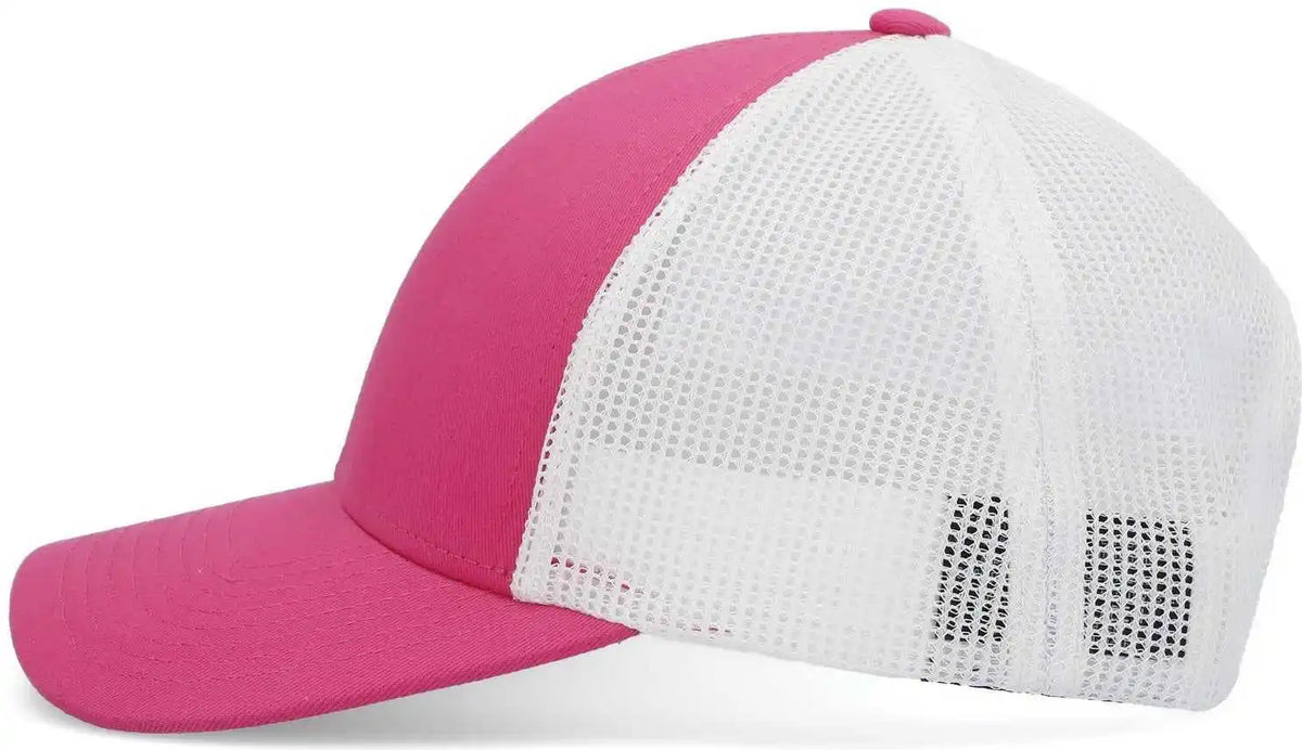 Pacific Headwear P114 Low Pro Trucker Cap Pink White