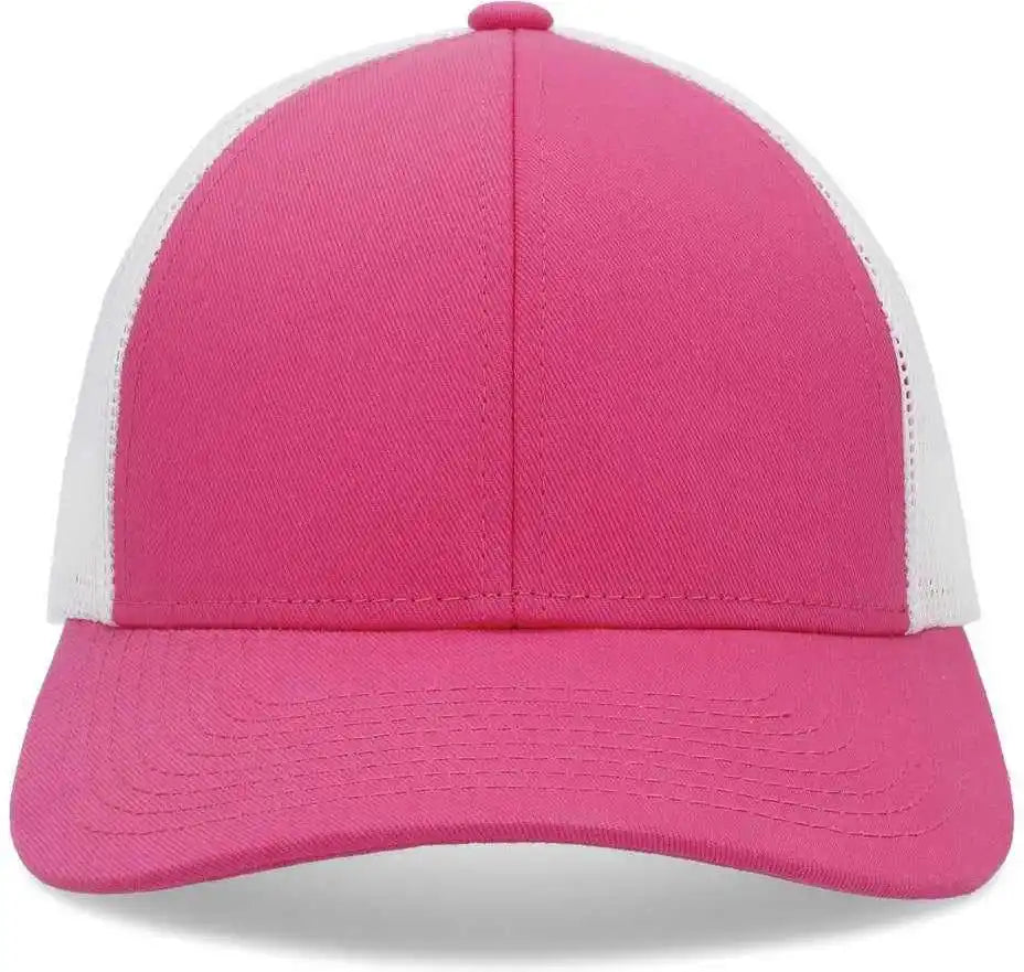 Pacific Headwear P114 Low Pro Trucker Cap Pink White