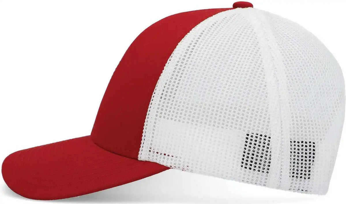 Pacific Headwear P114 Low Pro Trucker Cap Red White