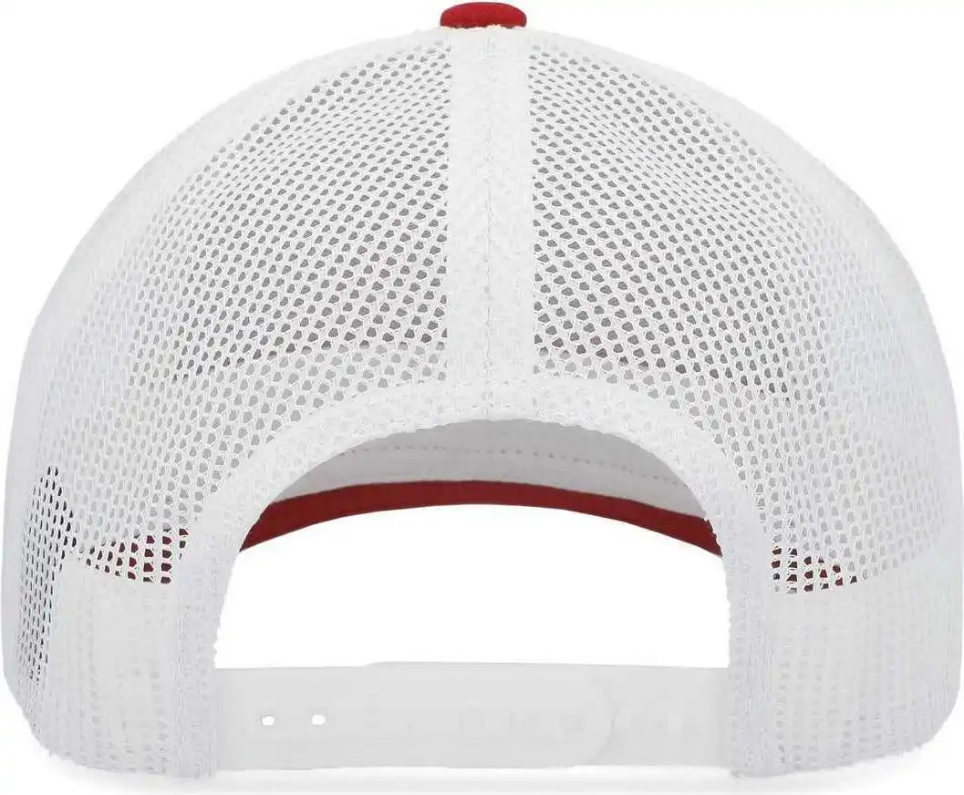 Pacific Headwear P114 Low Pro Trucker Cap Red White