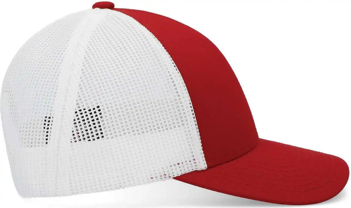 Pacific Headwear P114 Low Pro Trucker Cap Red White
