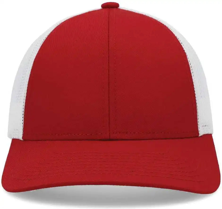 Pacific Headwear P114 Low Pro Trucker Cap Red White