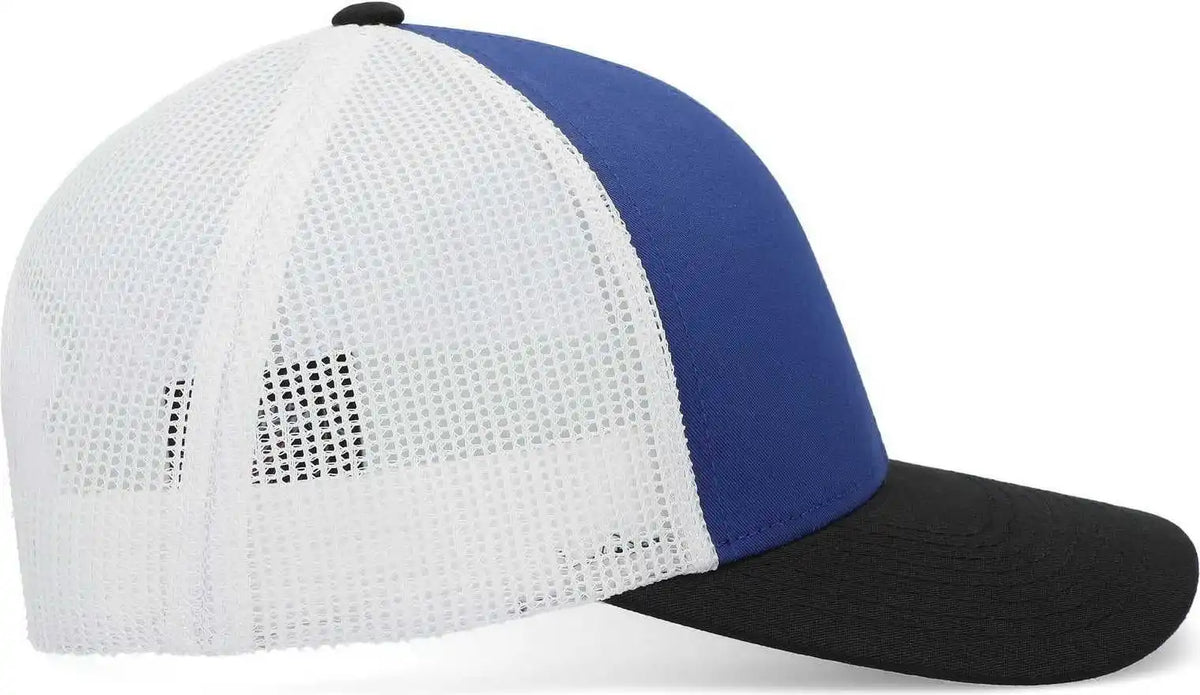 Pacific Headwear P114 Low Pro Trucker Cap Royal White Black