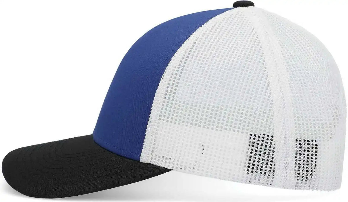 Pacific Headwear P114 Low Pro Trucker Cap Royal White Black