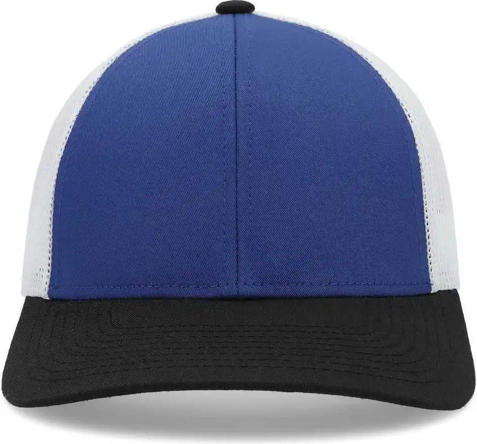 Pacific Headwear P114 Low Pro Trucker Cap Royal White Black