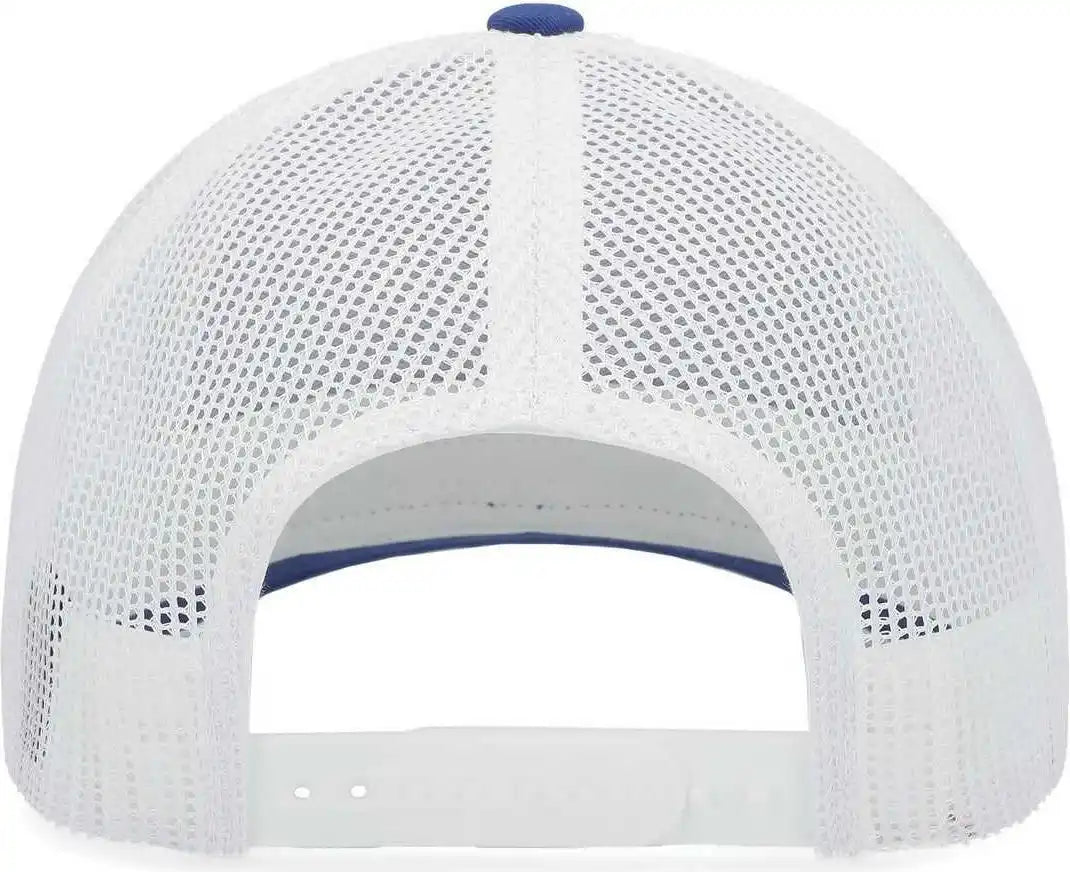 Pacific Headwear P114 Low-pro Trucker Cap - Royal White