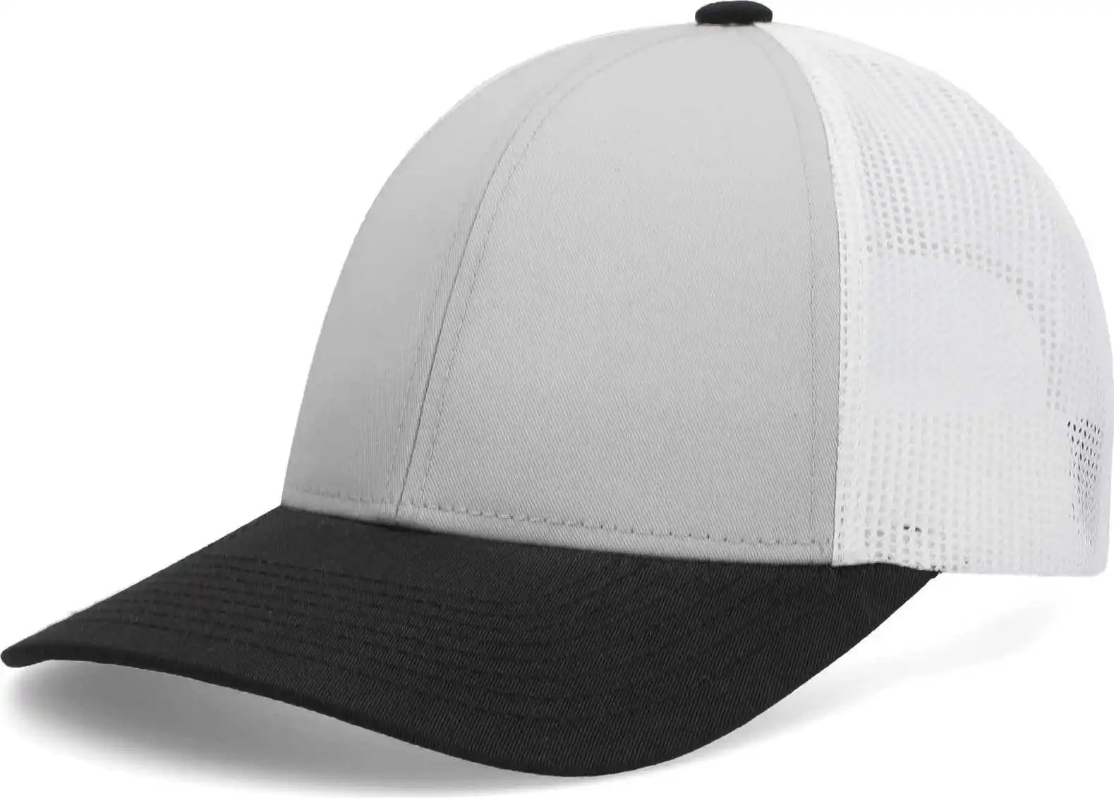 Pacific Headwear P114 Low Pro Trucker Cap Silver White Black / 6 1/2’’ 7’’