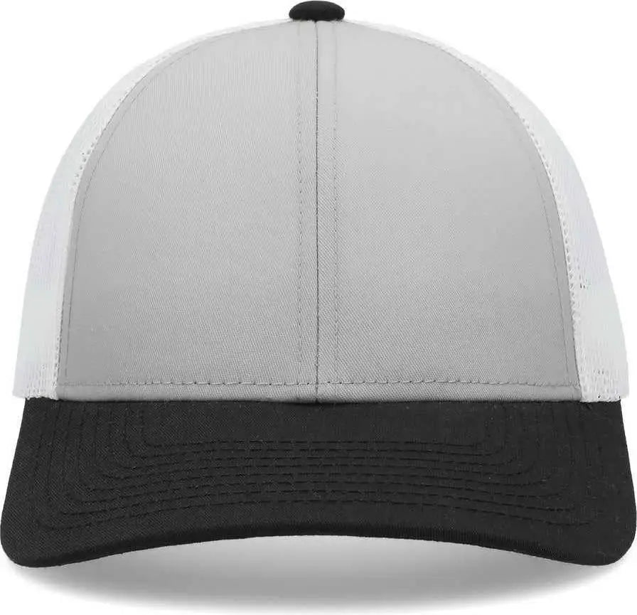 Pacific Headwear P114 Low-pro Trucker Cap - Silver White Black
