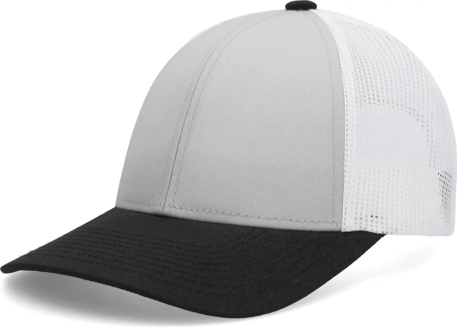 Pacific Headwear P114 Low-pro Trucker Cap - Silver White Black