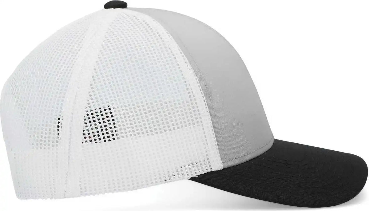Pacific Headwear P114 Low Pro Trucker Cap Silver White Black