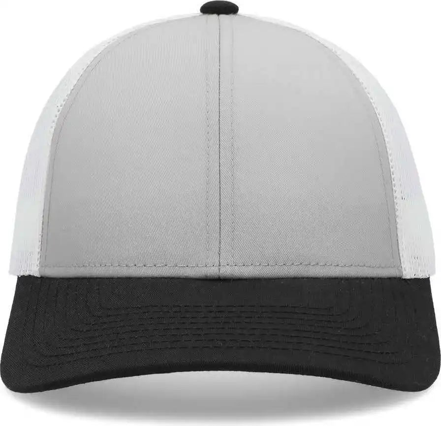 Pacific Headwear P114 Low Pro Trucker Cap Silver White Black / 6 1/2’’ 7’’