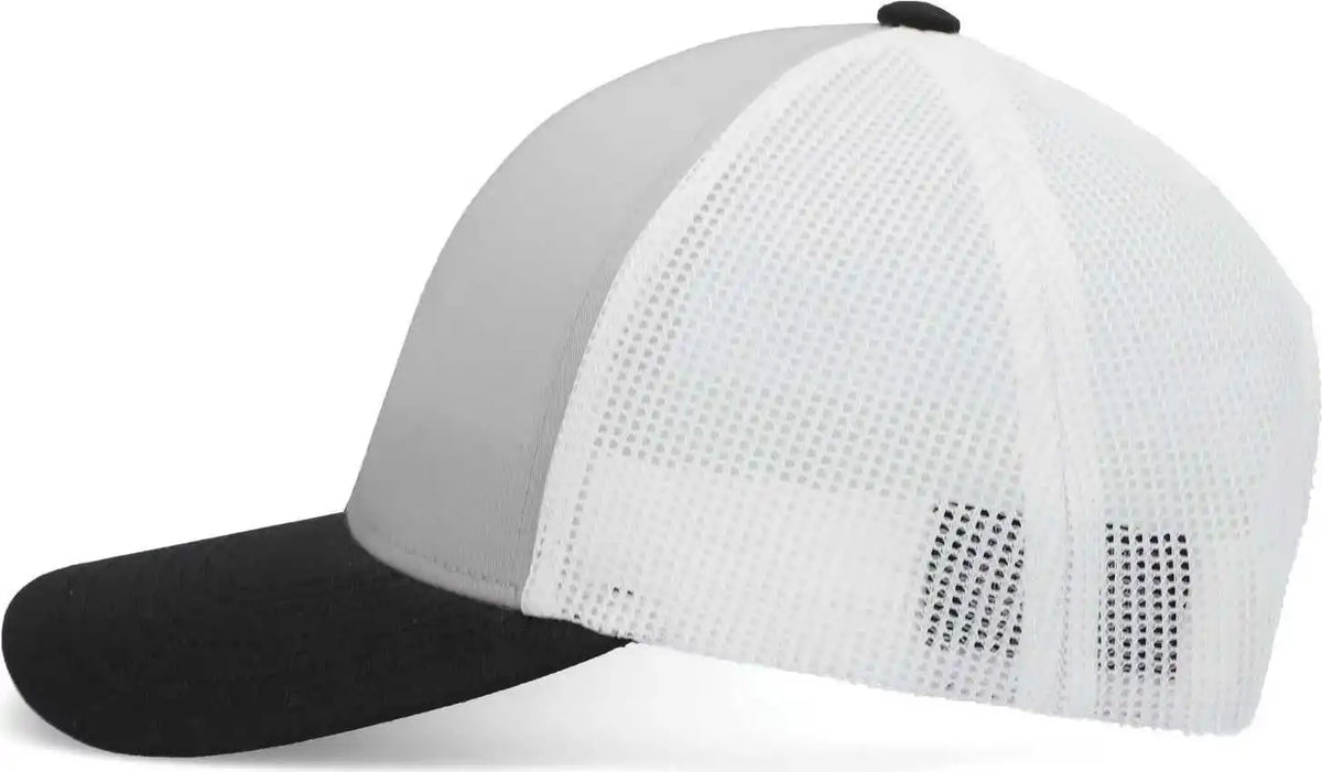 Pacific Headwear P114 Low Pro Trucker Cap Silver White Black