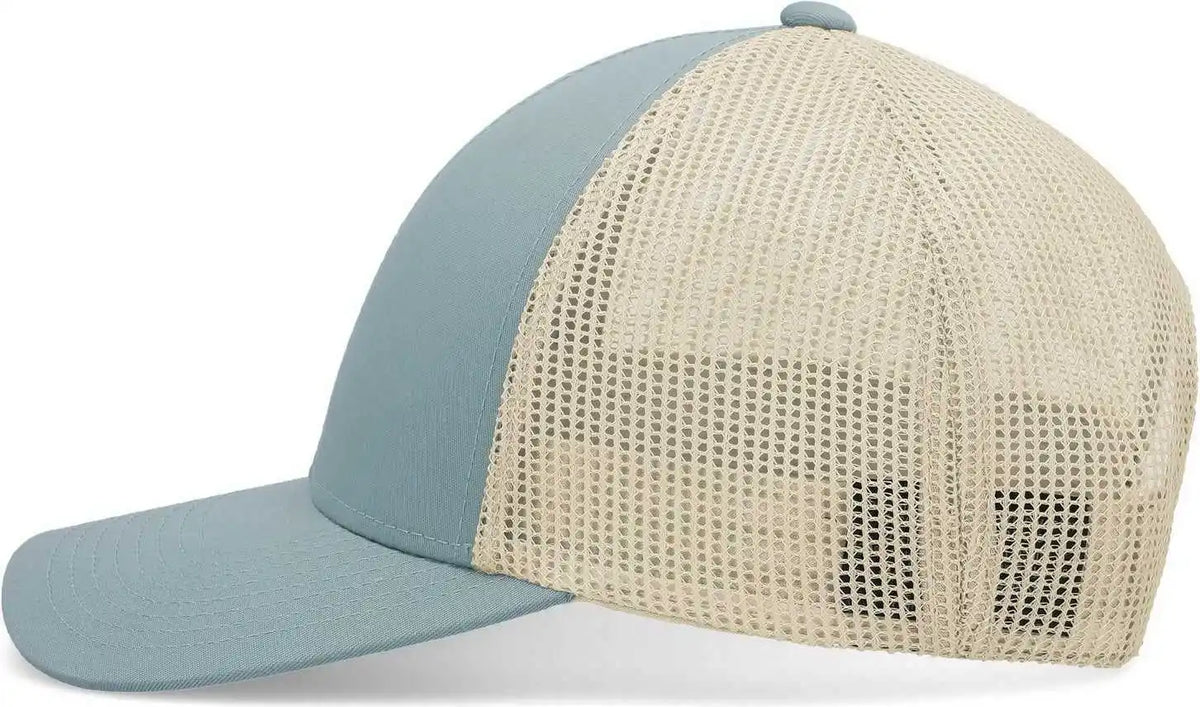 Pacific Headwear P114 Low Pro Trucker Cap Smoke Blue Beige