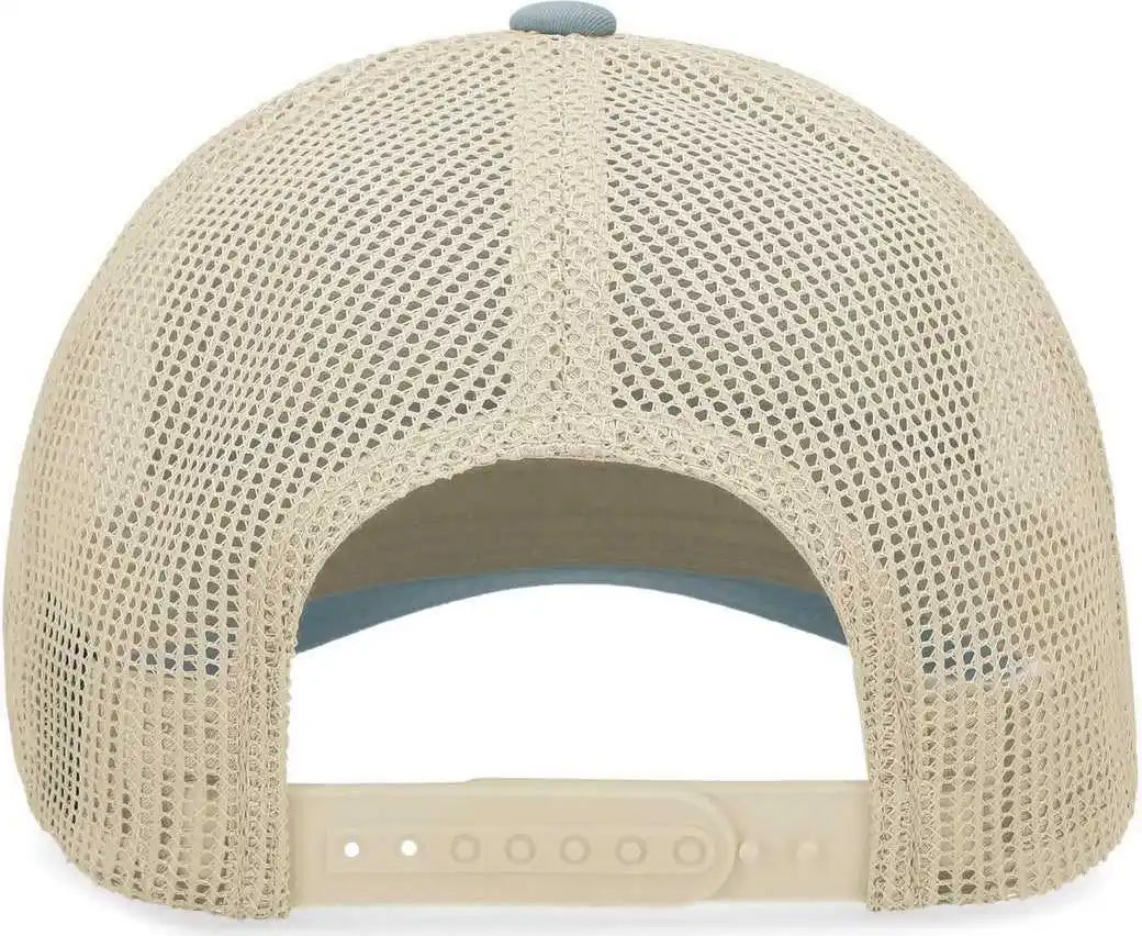 Pacific Headwear P114 Low Pro Trucker Cap Smoke Blue Beige