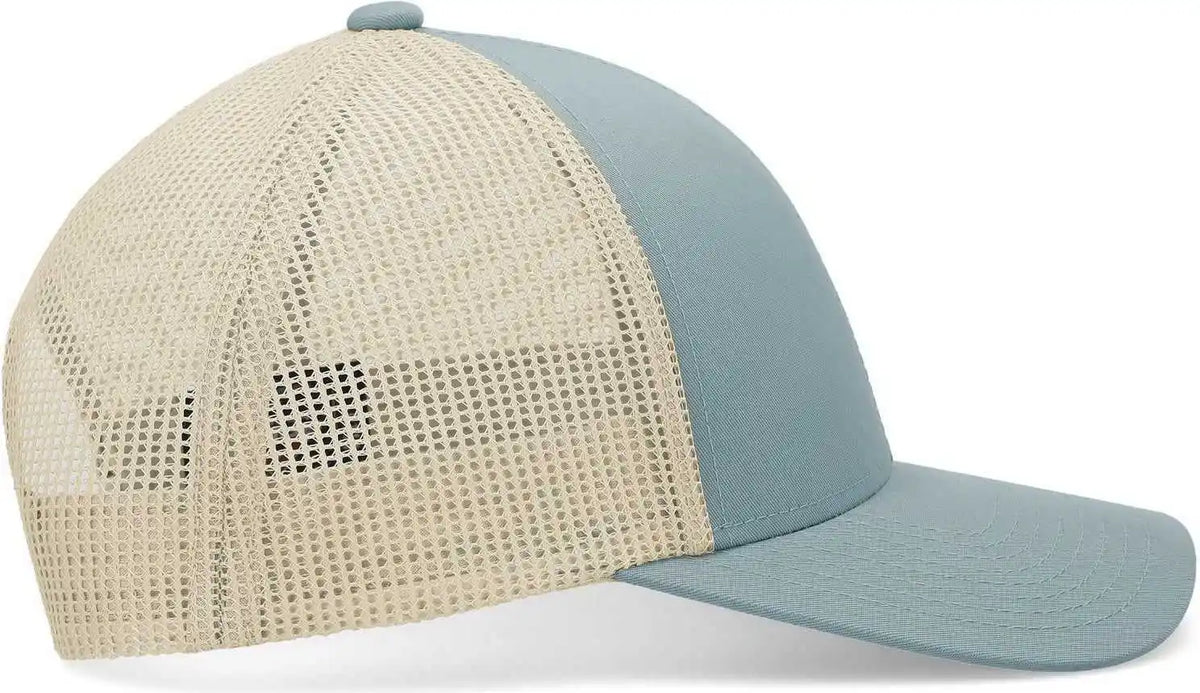 Pacific Headwear P114 Low Pro Trucker Cap Smoke Blue Beige