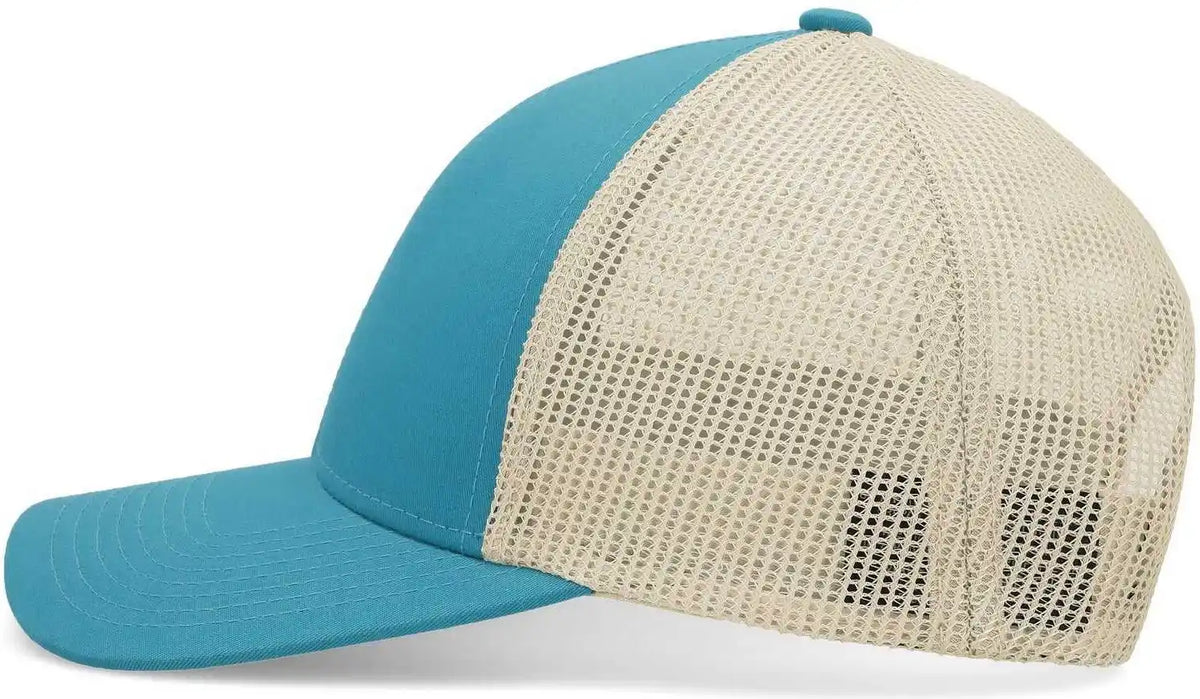 Pacific Headwear P114 Low-pro Trucker Cap - Teal Beige - 7’’ - 7 7/8’’