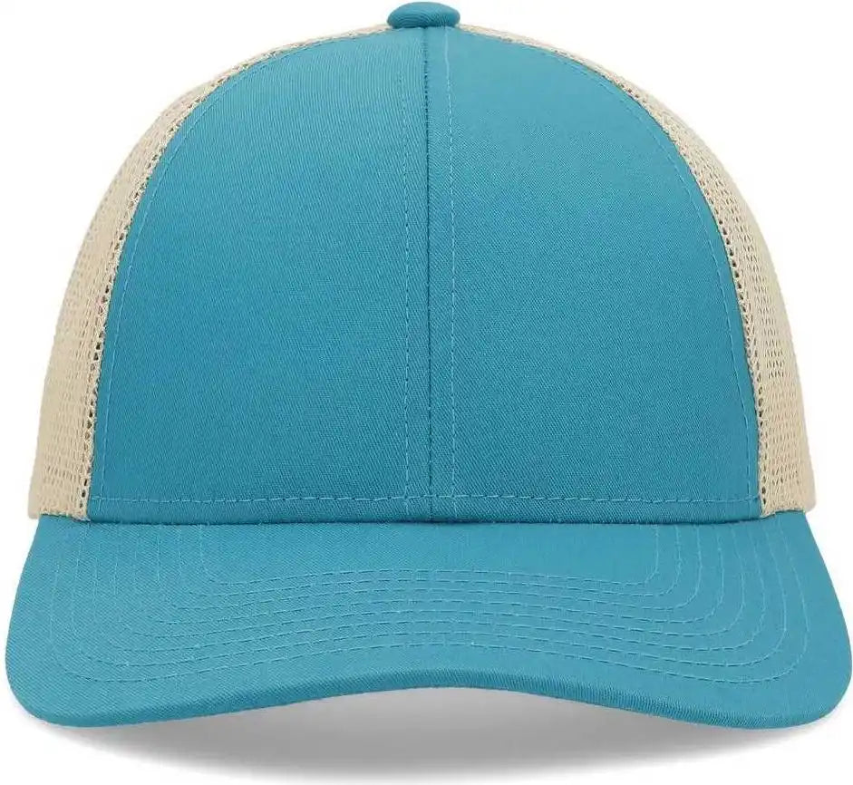 Pacific Headwear P114 Low-pro Trucker Cap - Teal Beige - 7’’ - 7 7/8’’