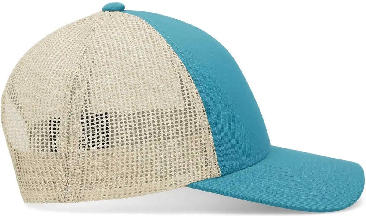 Pacific Headwear P114 Low-pro Trucker Cap - Teal Beige - 7’’ - 7 7/8’’