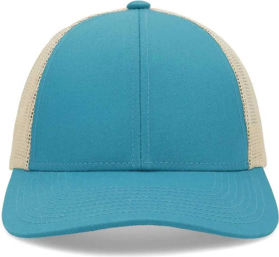 Pacific Headwear P114 Low-pro Trucker Cap - Teal Beige
