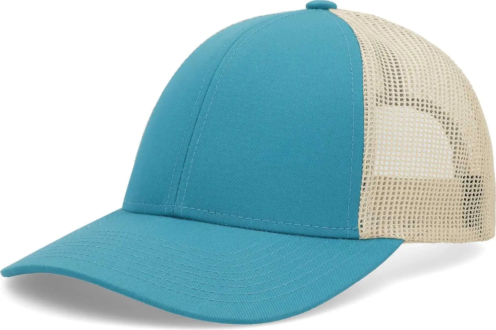Pacific Headwear P114 Low-pro Trucker Cap - Teal Beige