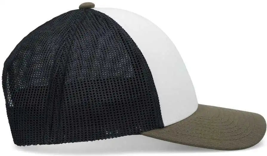 Pacific Headwear P114 Low Pro Trucker Cap White Light Charcoal Moss