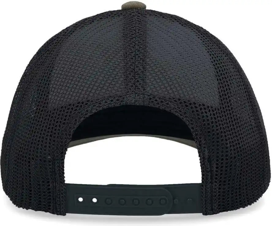 Pacific Headwear P114 Low Pro Trucker Cap White Light Charcoal Moss