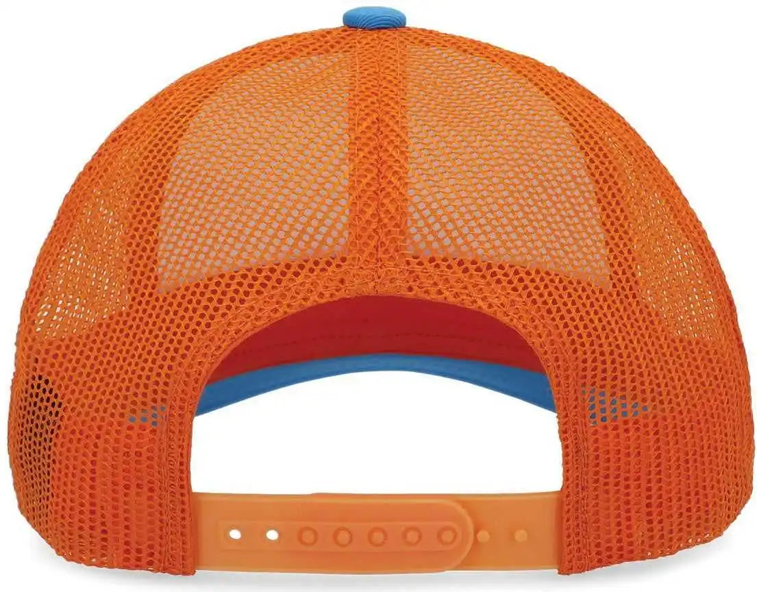 Pacific Headwear P114 Low Pro Trucker Cap White Neon Orange Panther Teal