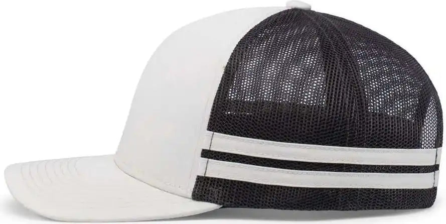 Pacific Headwear P115 Low-profile Stripe Trucker Cap - Birch Light Charcoal - 7’’ - 7 7/8’’