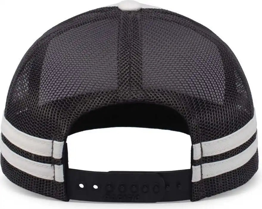 Pacific Headwear P115 Low-profile Stripe Trucker Cap - Birch Light Charcoal - 7’’ - 7 7/8’’