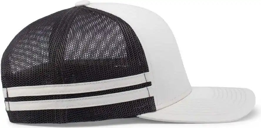 Pacific Headwear P115 Low-profile Stripe Trucker Cap - Birch Light Charcoal - 7’’ - 7 7/8’’