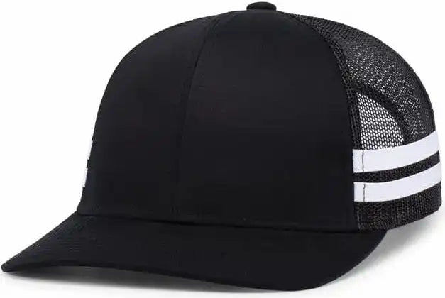 Pacific Headwear P115 Low-profile Stripe Trucker Cap - Black White - 7’’ - 7 7/8’’