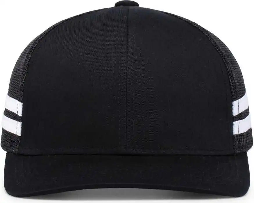 Pacific Headwear P115 Low-profile Stripe Trucker Cap - Black White - 7’’ - 7 7/8’’