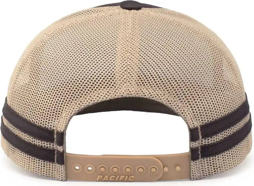 Pacific Headwear P115 Low Profile Stripe Trucker Cap Brown Khaki / 7’’ 7 7/8’’