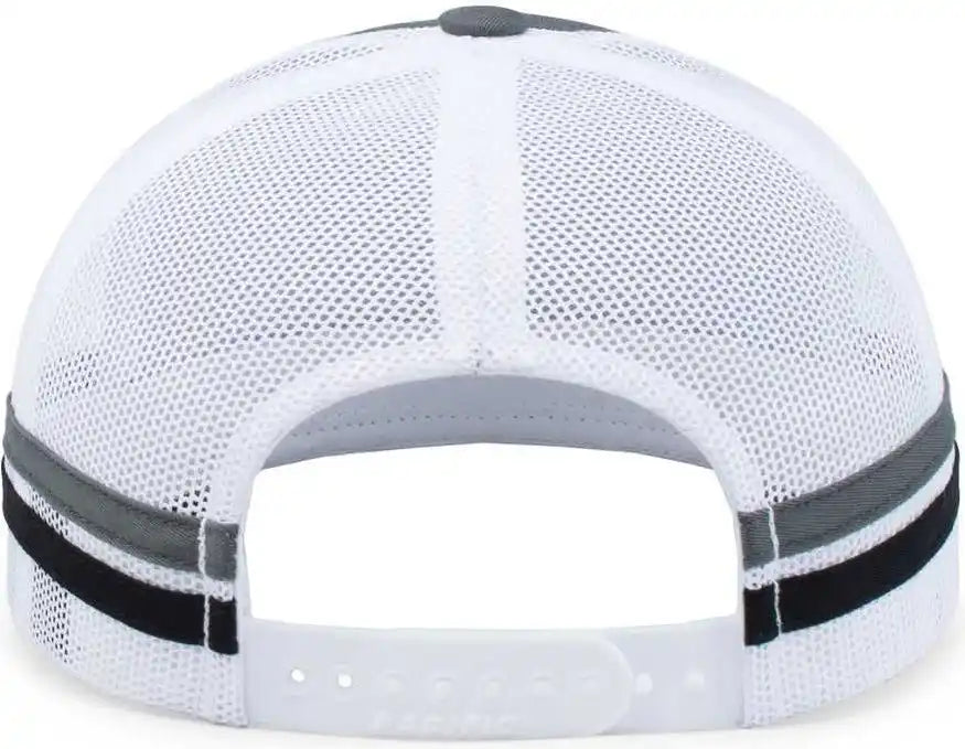 Pacific Headwear P115 Low-profile Stripe Trucker Cap - Graphite White Black - 7’’ - 7 7/8’’