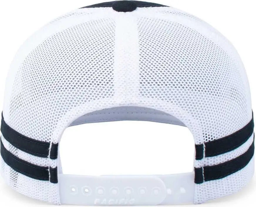 Pacific Headwear P115 Low-profile Stripe Trucker Cap - Navy White - 7’’ - 7 7/8’’