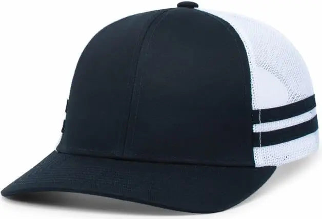 Pacific Headwear P115 Low-profile Stripe Trucker Cap - Navy White